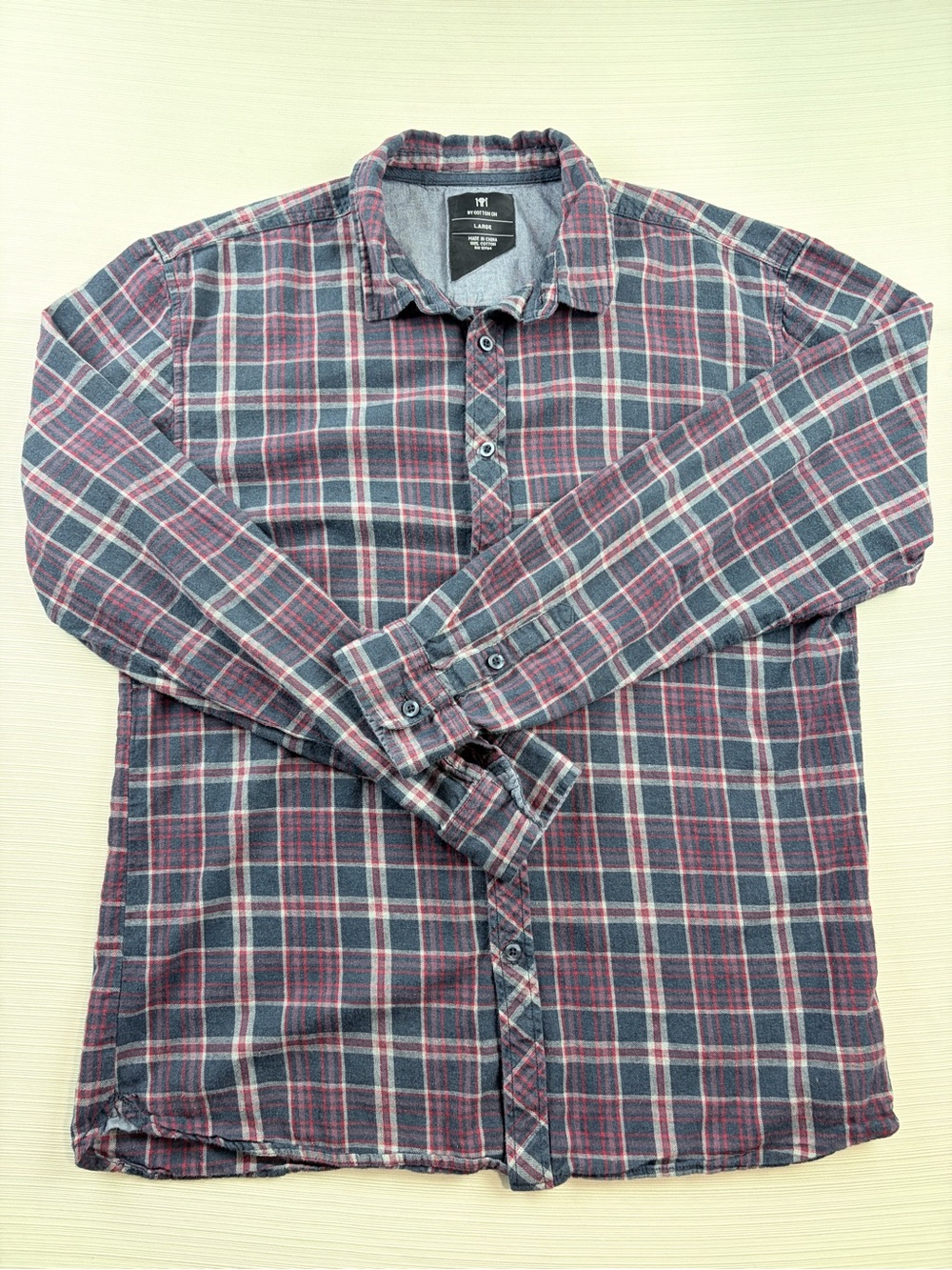 Cotton On Men's Plaid Button-Down Shirt – Navy & Burgundy